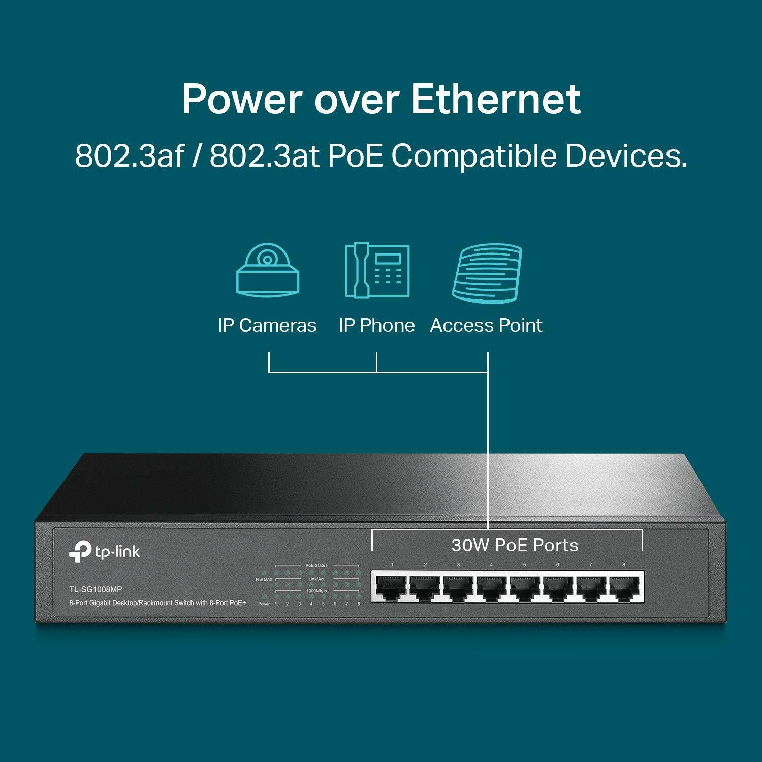 TP-Link 8-Port Gigabit Desktop/Rackmount PoE+ Switch (TL-SG1008MP)