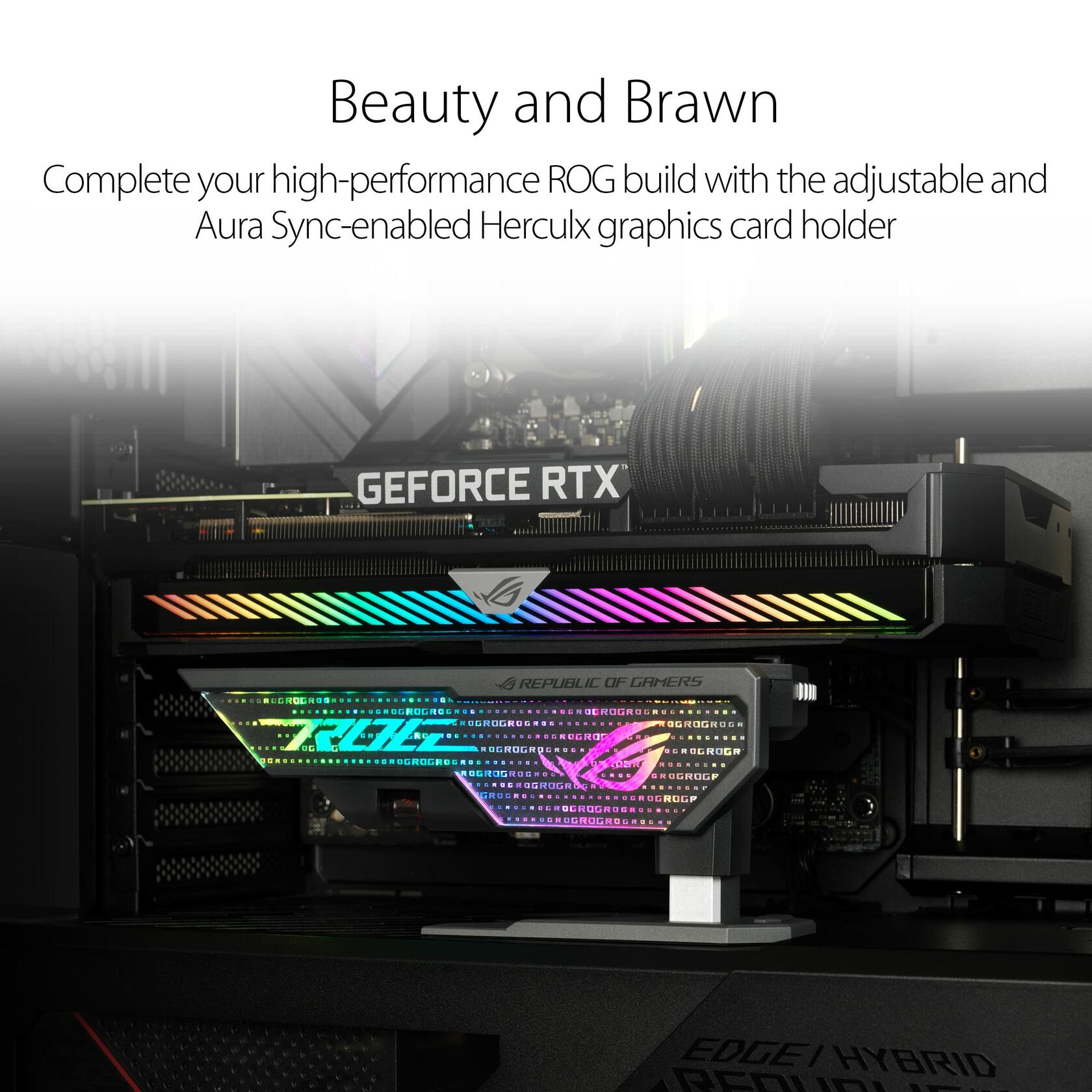 ASUS ROG Herculx Graphics Card Anti-Sag Holder, Inc. Spirit Level, Aura Sync RGB