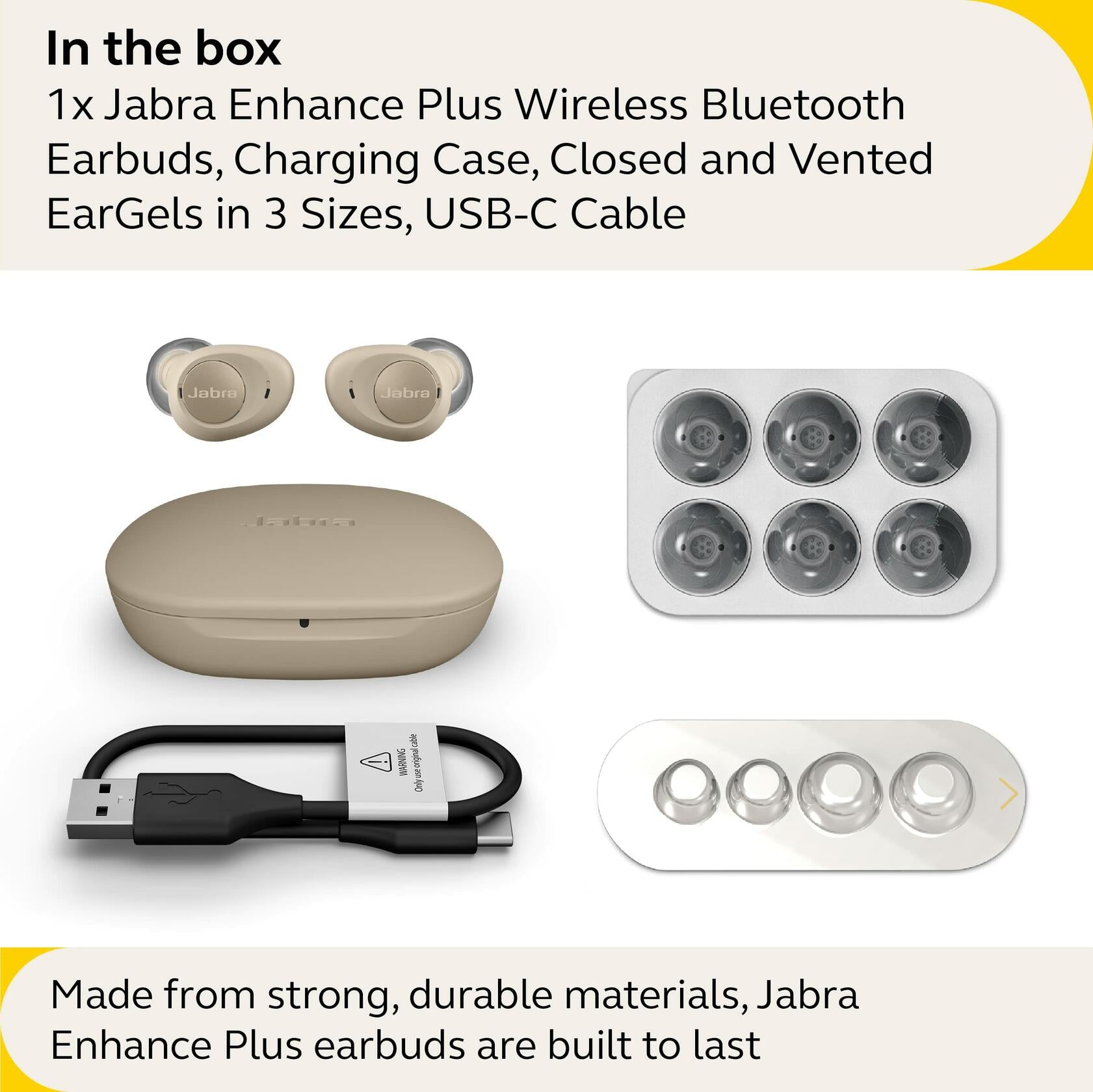 Jabra - Enhance Plus Self-Fitting OTC Hearing Aids with iPhone Streaming for Music & Calls - Gold Beige