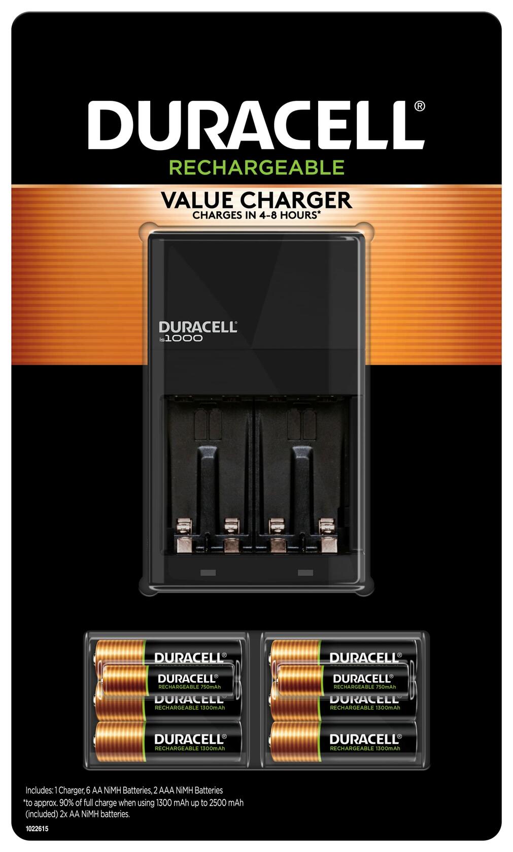 Duracell Charger for Rechargeable AA and AAA Batteries, 4 Slots