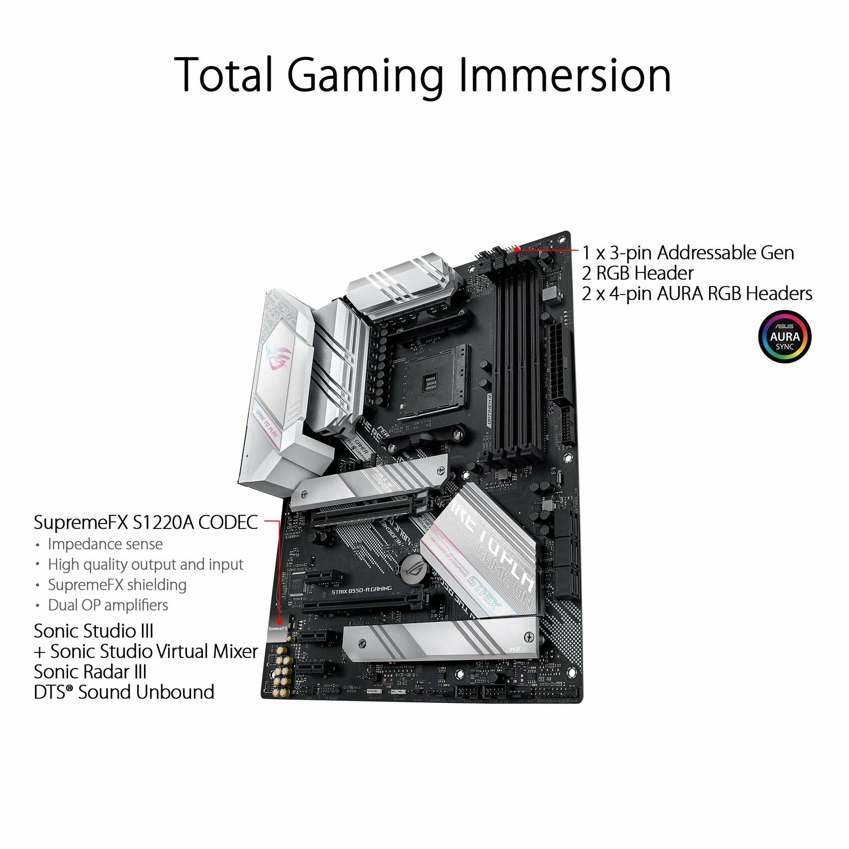 ASUS ROG STRIX B550-A Gaming Motherboard, AM4 ATX AMD, 128GB DDR4