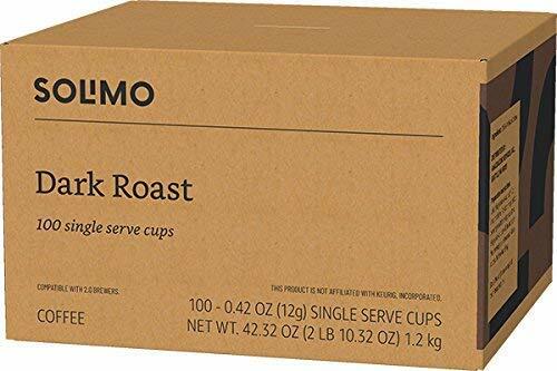 Solimo Dark Roast Keurig K-Cup Coffee Pods, 100ct