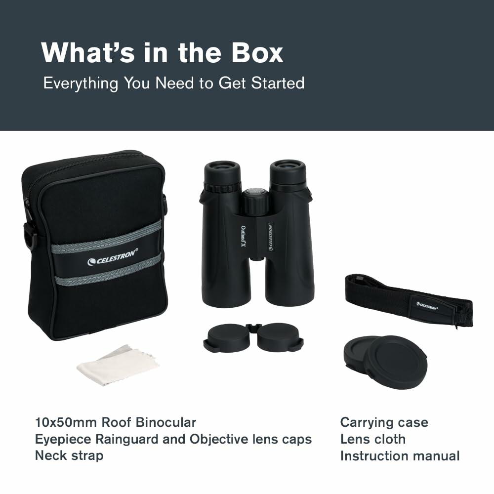 Celestron Outland X 10x50 Binoculars, Water/Fog Proof, 71348 (Black)