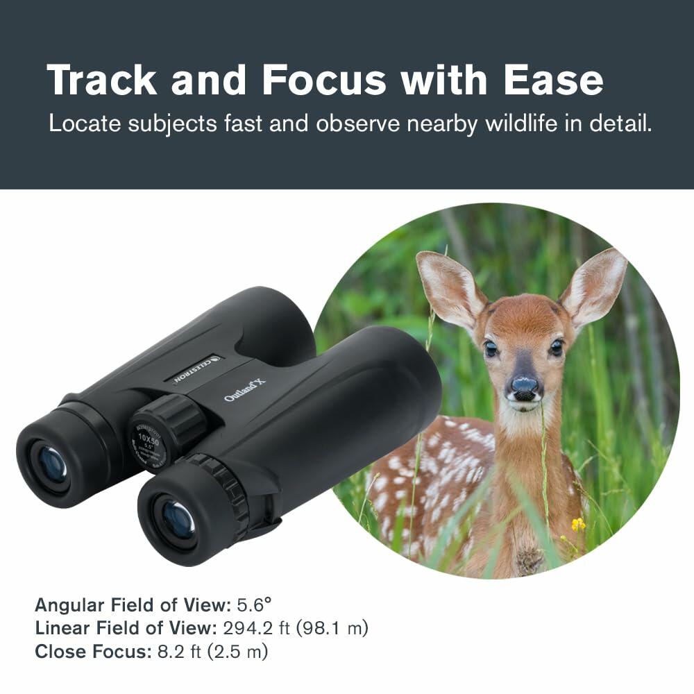 Celestron Outland X 10x50 Binoculars, Water/Fog Proof, 71348 (Black)