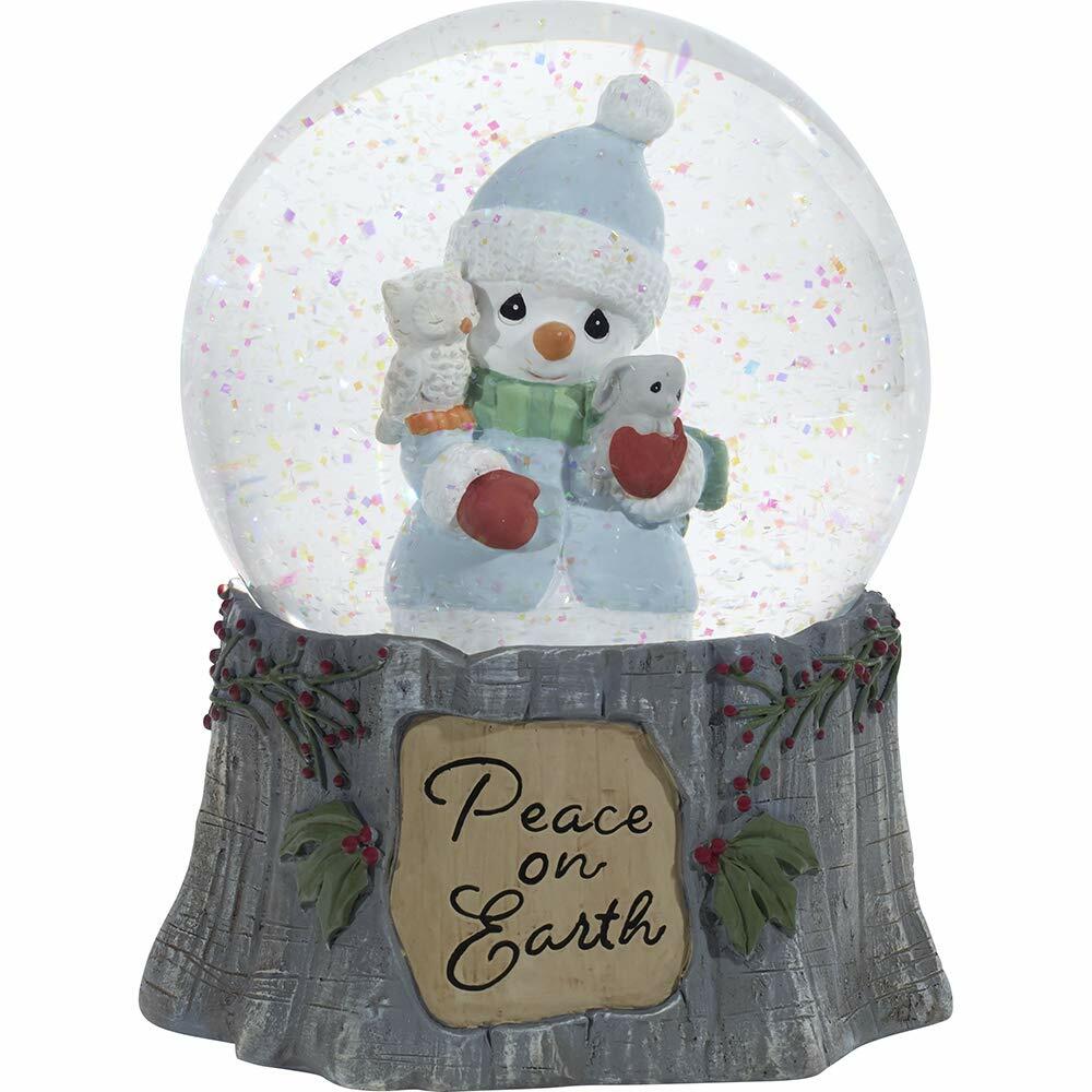 Precious Moments Peace On Earth Annual Snowman Resin/Glass Musical Snow Globe