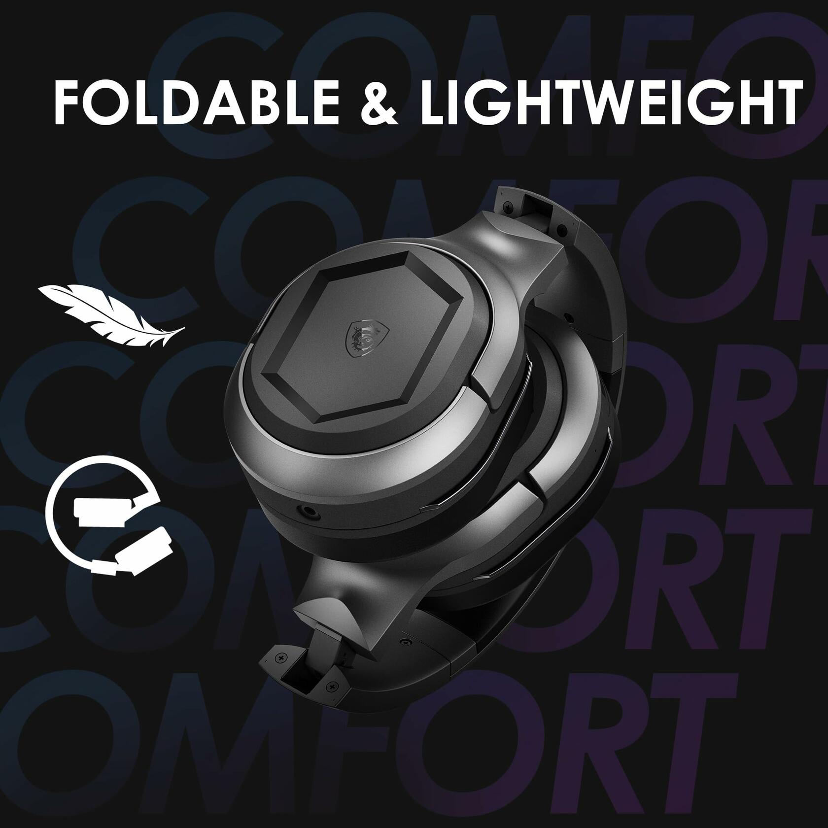 MSI Immerse GH50 Wireless Gaming Headset, Multi-Platform, 22hr Battery - Black