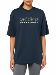 adidas Women's Select Basketball Tee, Size Small Tall, Aurora Ink/Lucid Lemon