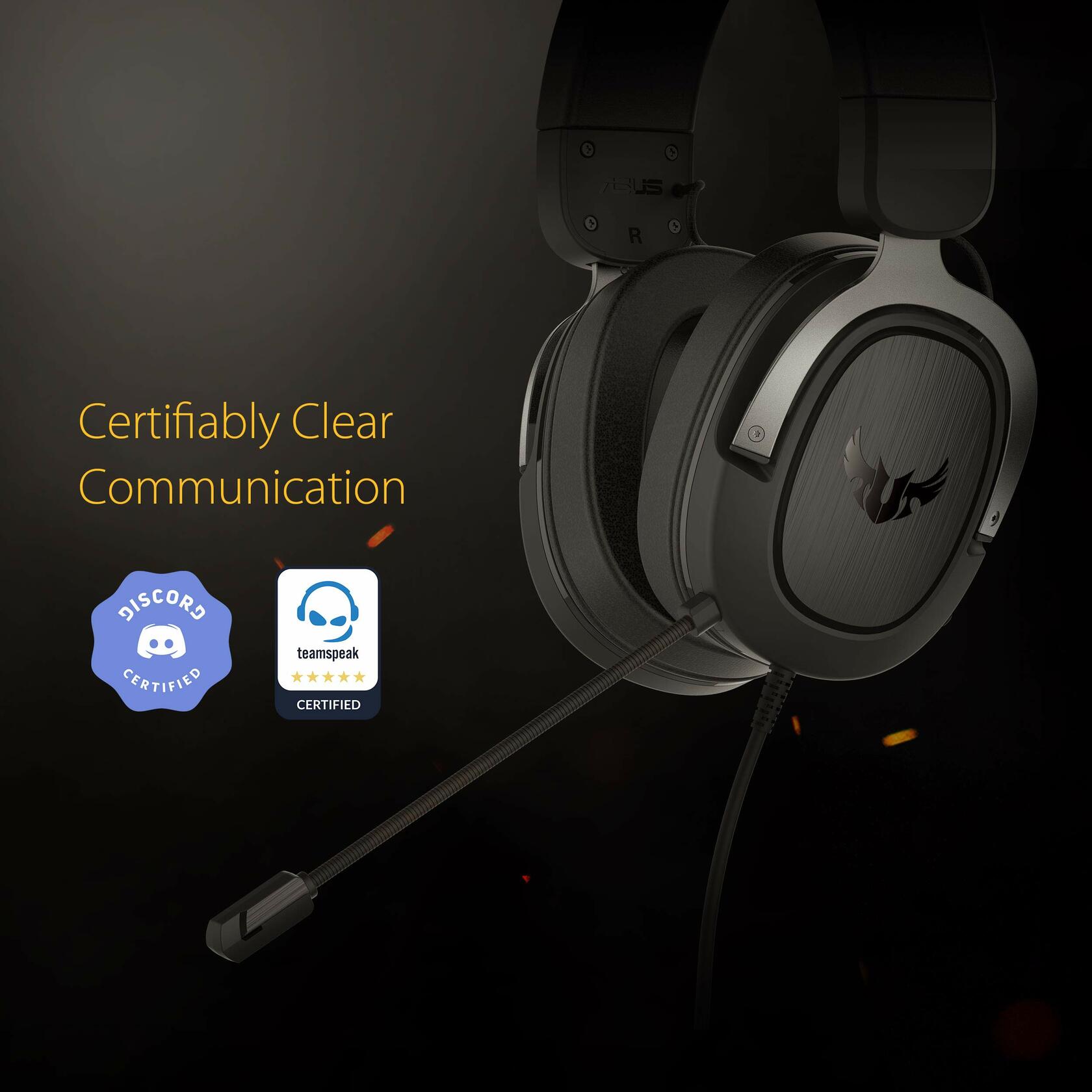 Asus TUF Gaming H3 Discord Teamspeak Certified Gaming Headset with 7.1 Virtual S - Gun Metal