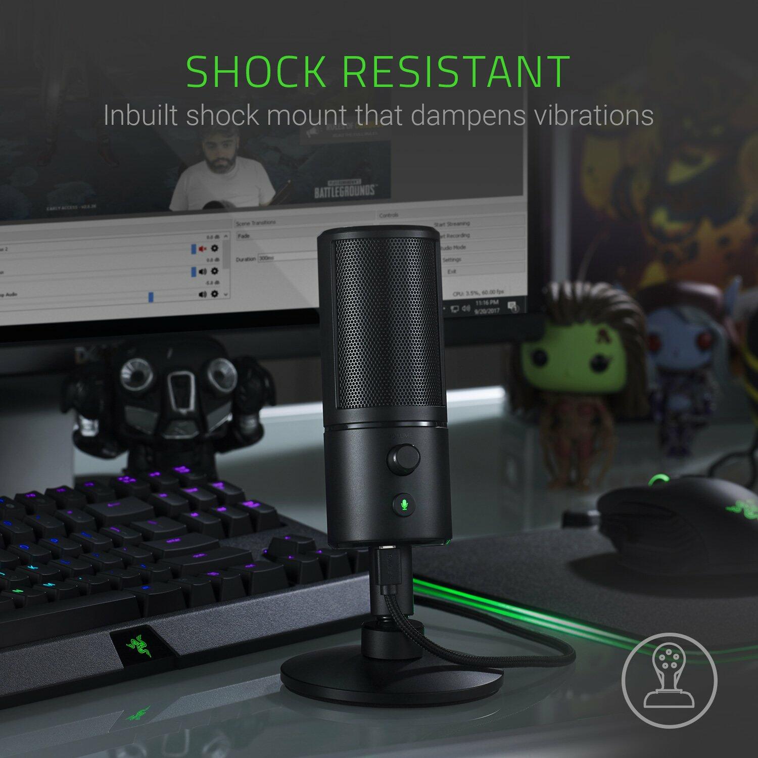 Razer Seiren X USB Condenser Streaming Microphone, Built-in Shock Mount - Black