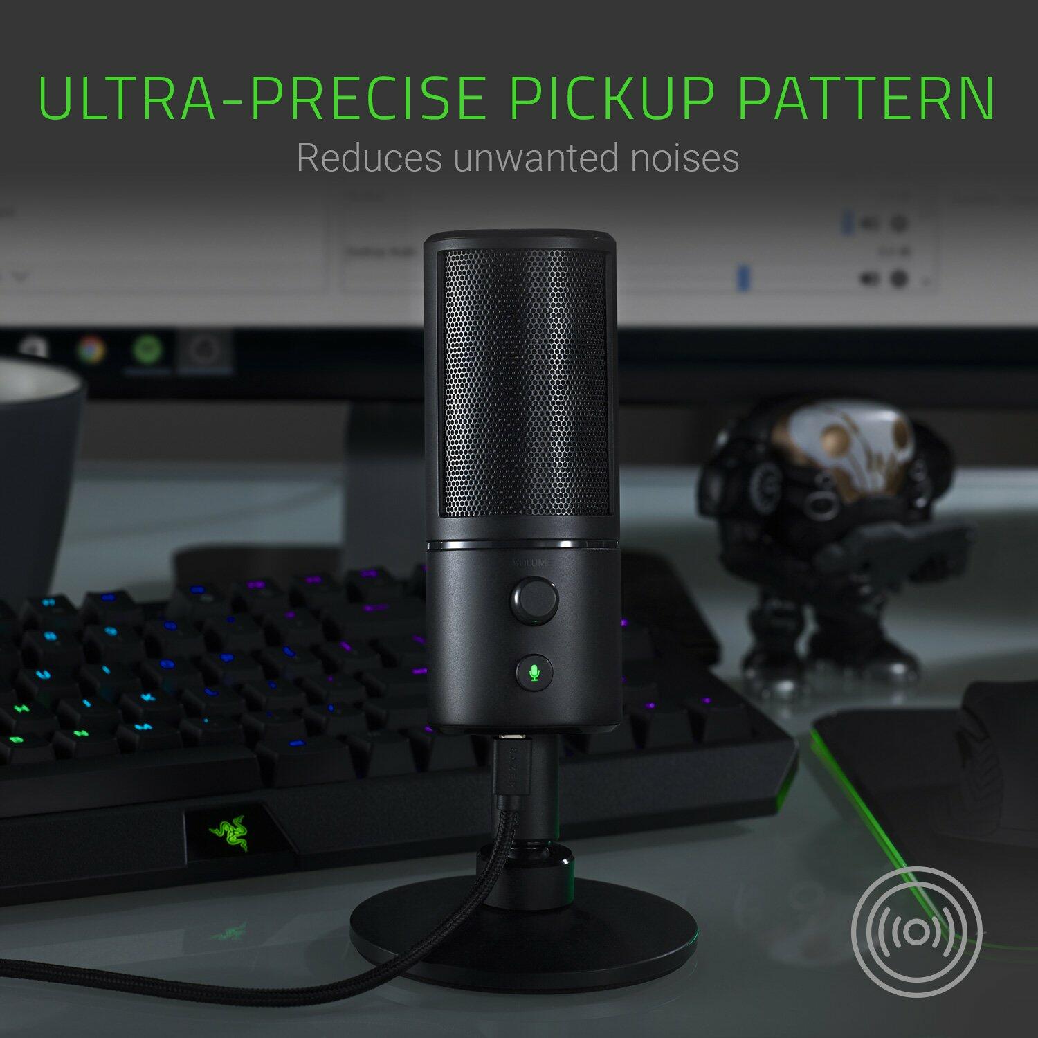 Razer Seiren X USB Condenser Streaming Microphone, Built-in Shock Mount - Black