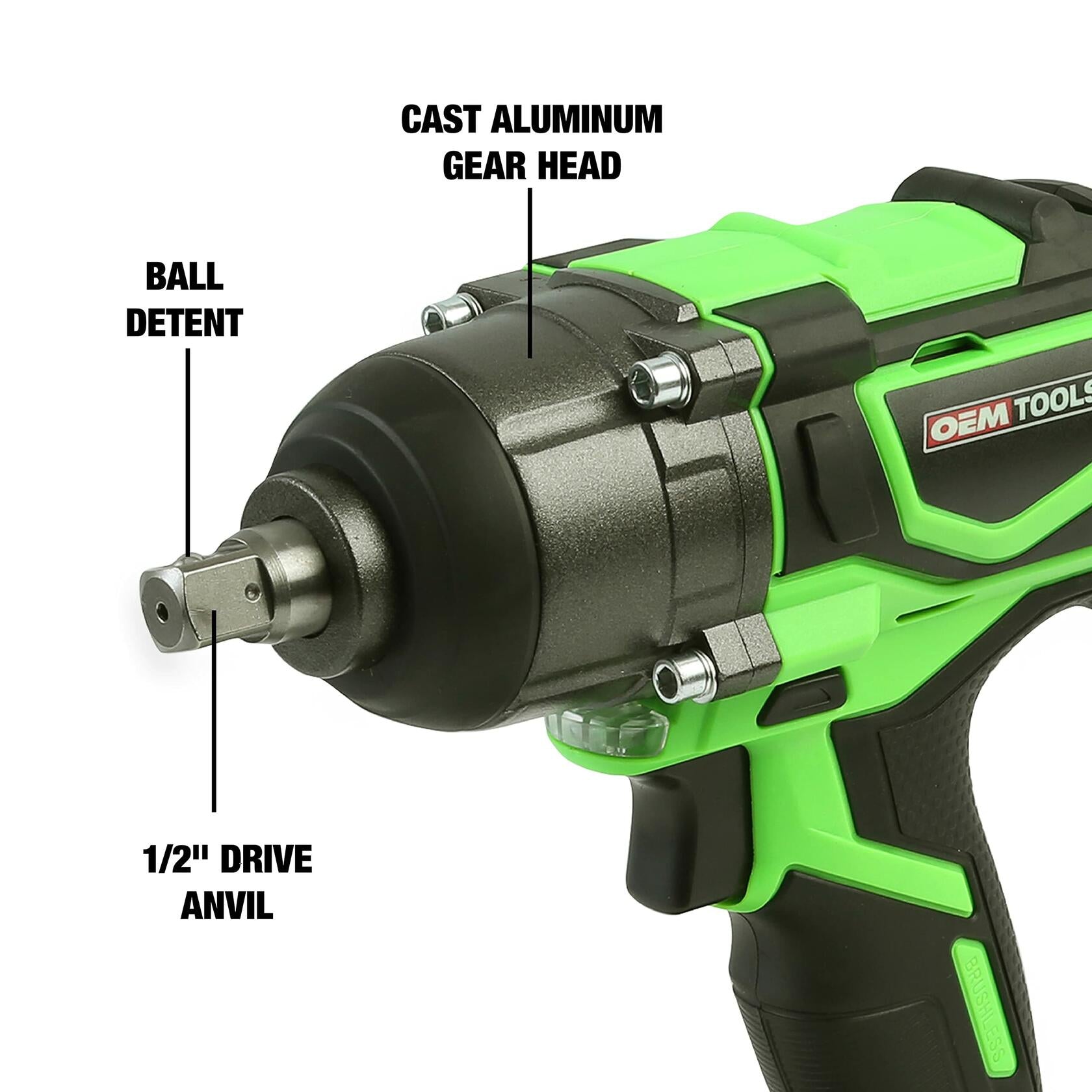 OEMTOOLS 20V Max Li-Ion Brushless 1/2" Impact Wrench 24486, w/Battery & Case