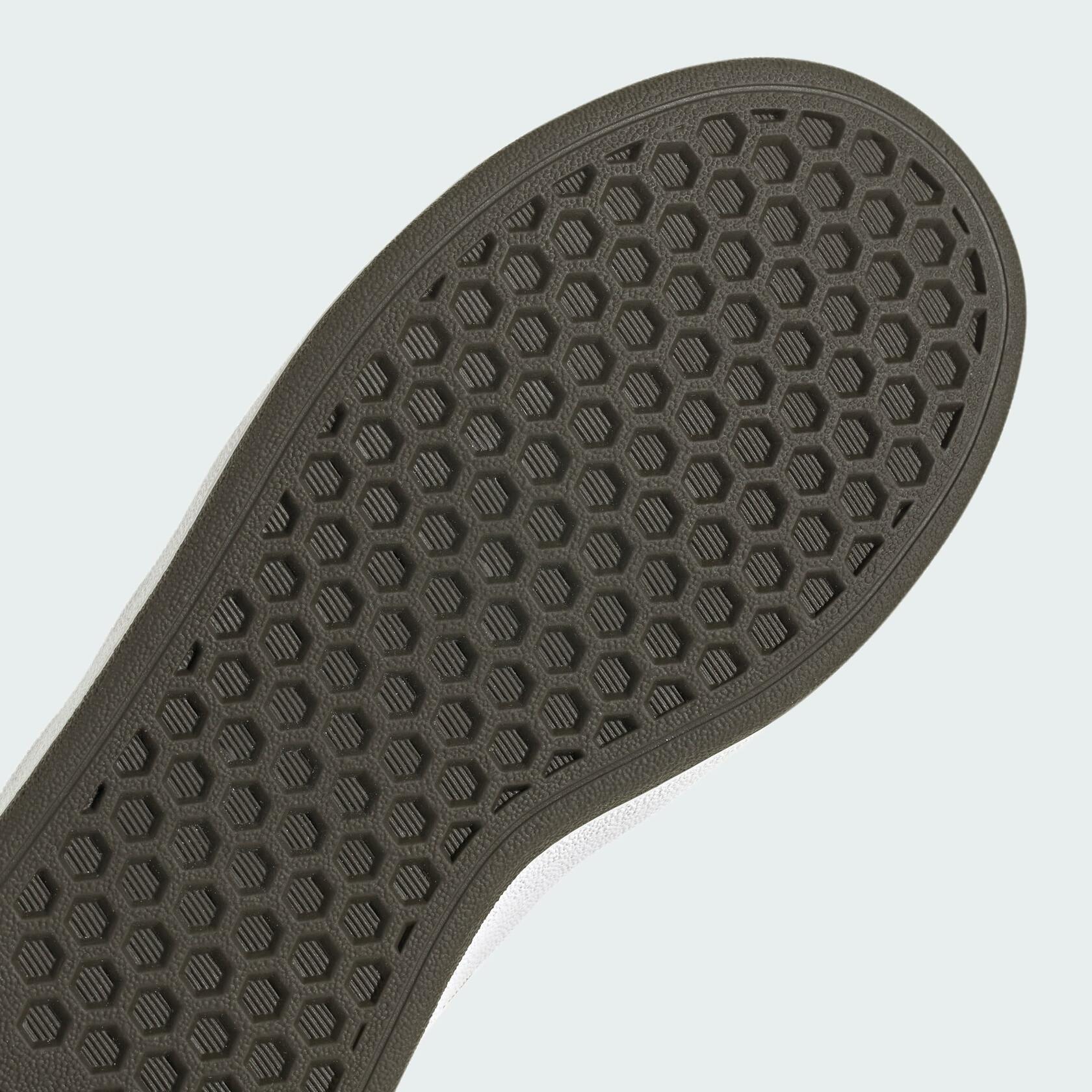 adidas Kids Grand Court 2.0 Tennis Shoe, White/Olive Strata/Shadow Olive - Y 7