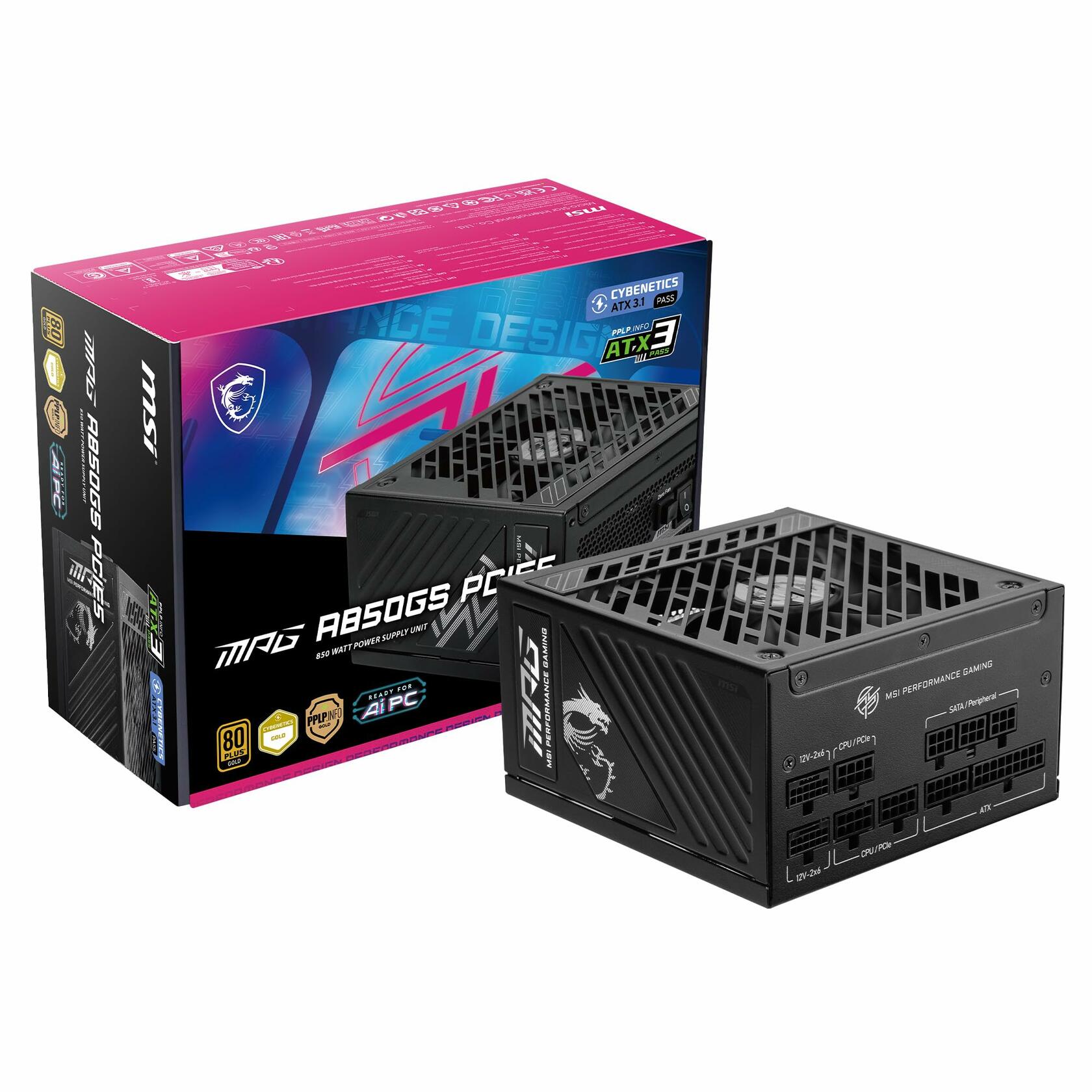 MSI MPG A850GS PCIe5 Fully Modular, 850W Gaming Power Supply, 80+ Gold