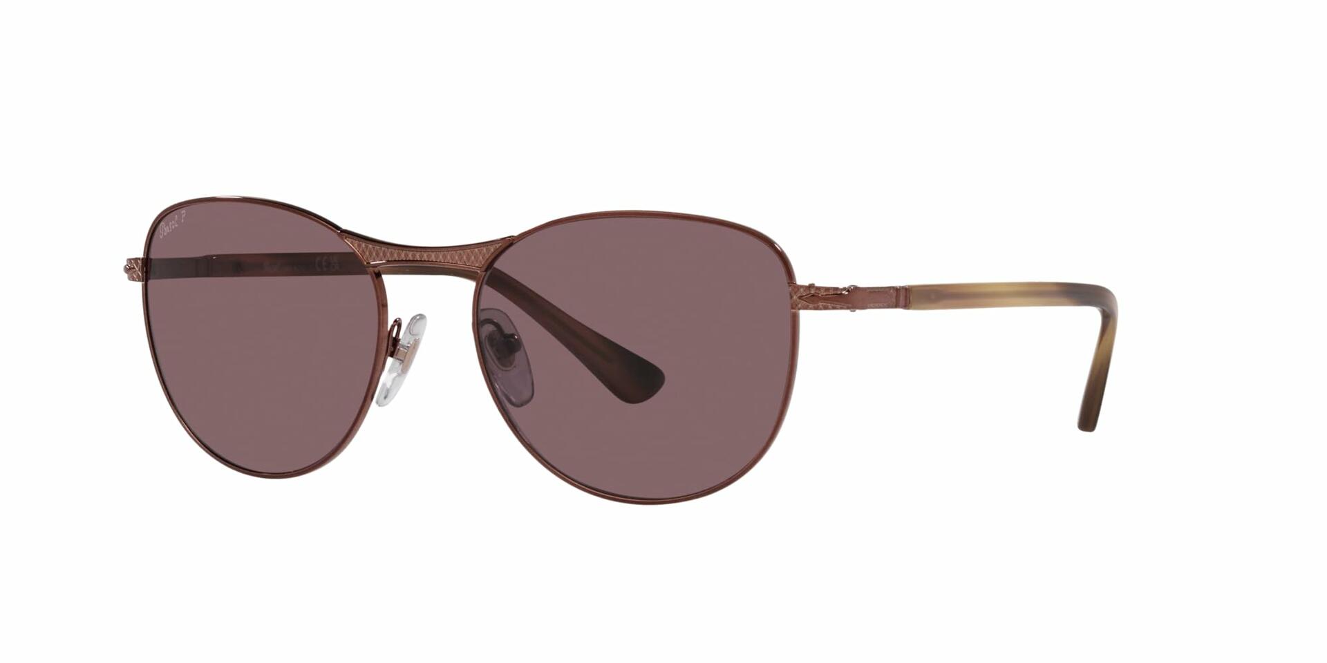 Persol Unisex Adult Sunglasses - PO1002S 1124AF, Shiny Brown, Dark Violet Lens - 54/18/145