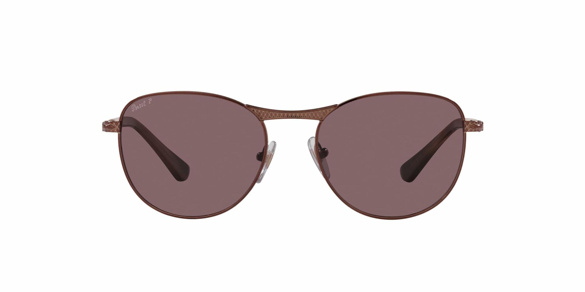 Persol Unisex Adult Sunglasses - PO1002S 1124AF, Shiny Brown, Dark Violet Lens - 54/18/145