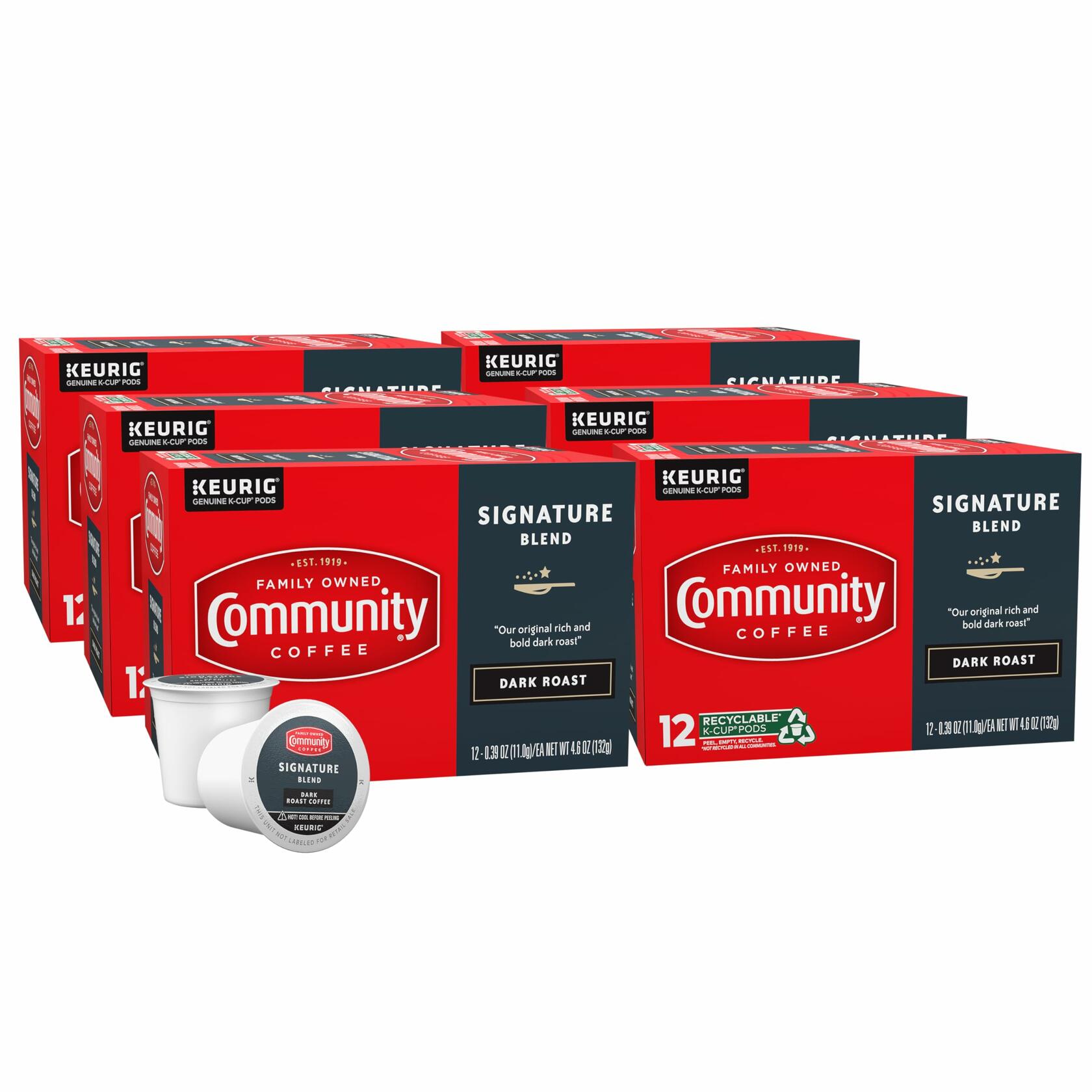 Community Coffee Signature Blend Dark Roast Coffee Single-Serve Cups  0.39 oz  12 count