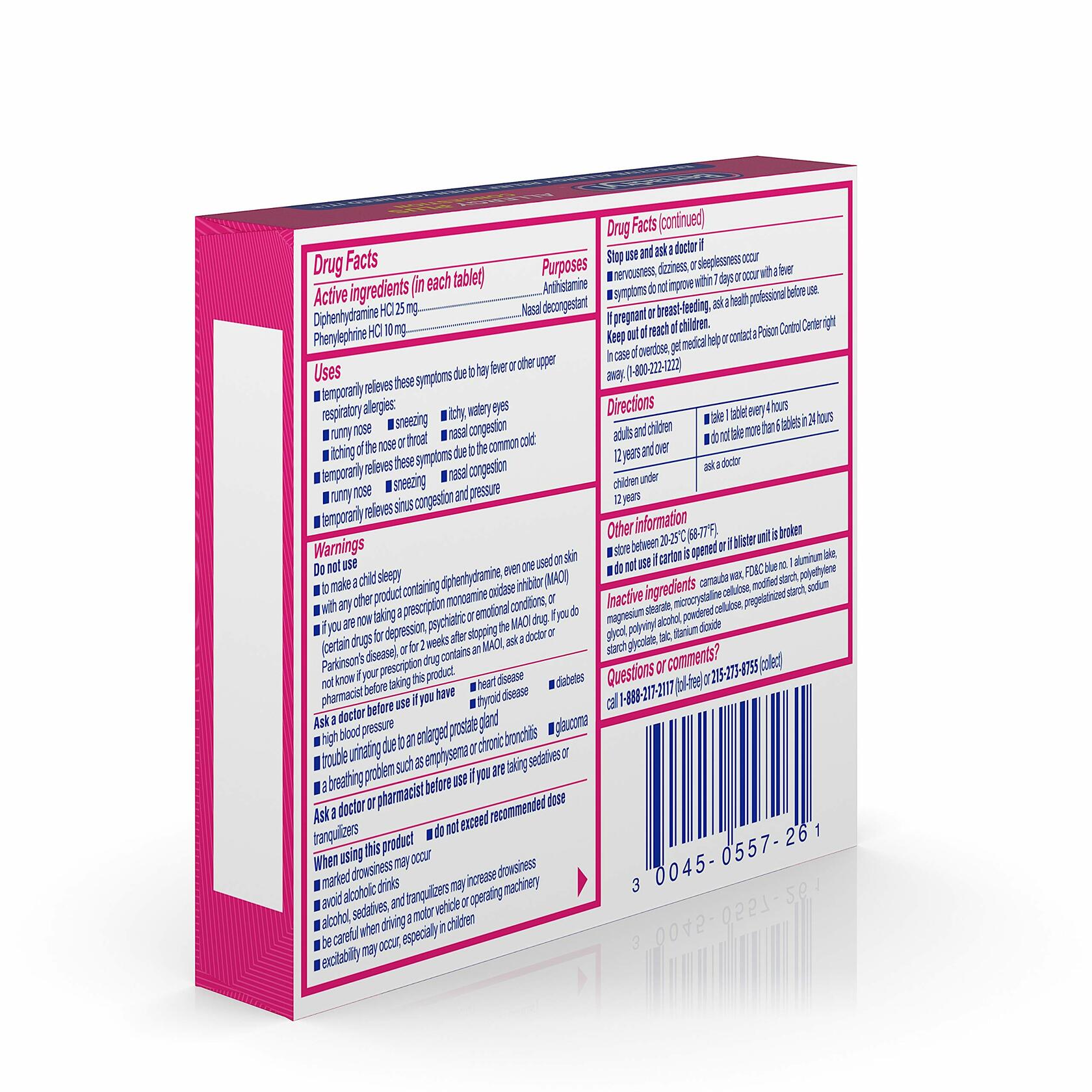 Benadryl Allergy Plus Congestion Ultratabs, 25mg Diphenhydramine/10mg Phenulephrine HCl - 24ct