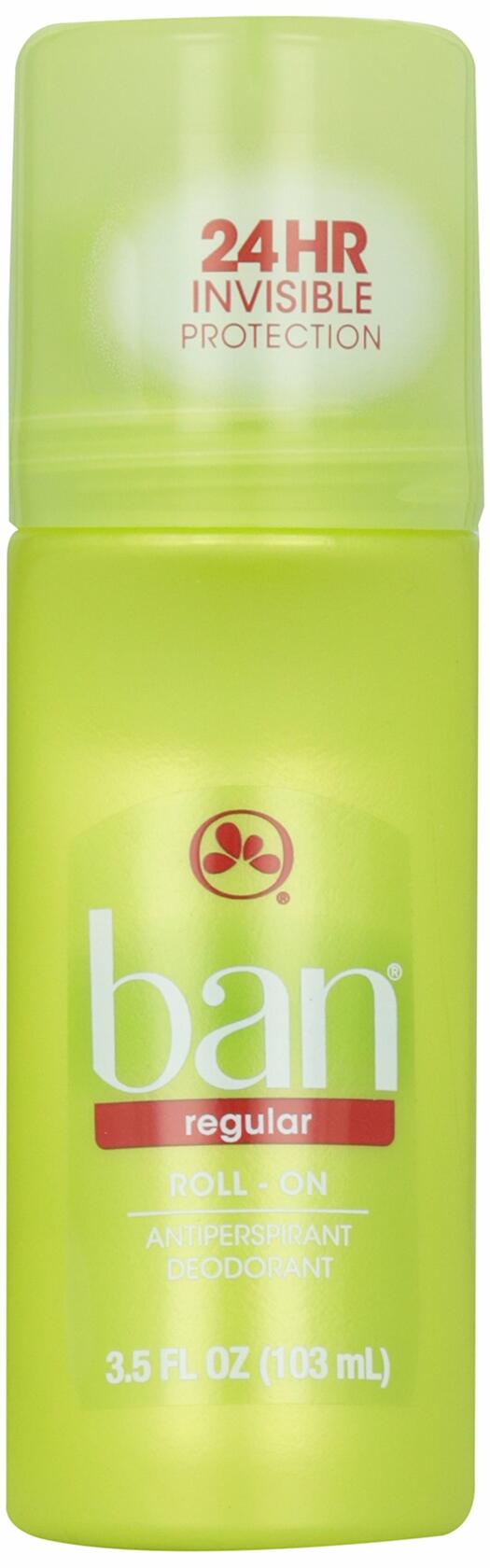 Ban Deodorant Roll-On Anti-Perspirant - Regular, 3.5oz