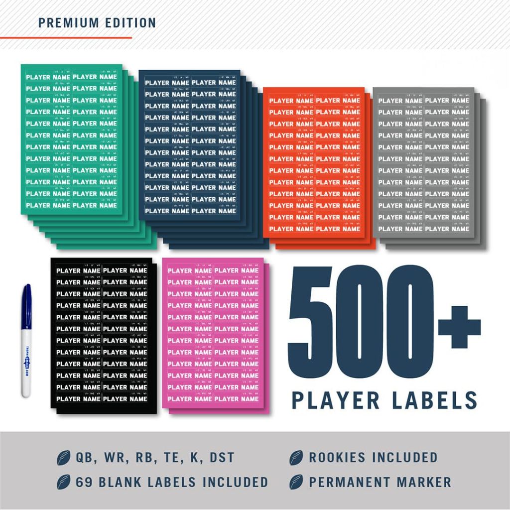 TrophySmack 2026 Fantasy Football Draft Board Kit - 12, 10, 8 Team - 500+ Player Labels - 24 Rounds