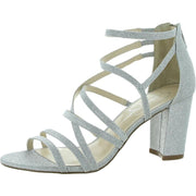 Jessica Simpson Womens Stassey Heel Sandal Pump, Silver - size 8.5M