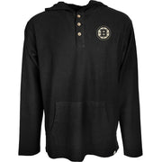 Boston Bruins NHL Officially Licensed Henley Hoodie Leather Patch, Medium (Black)