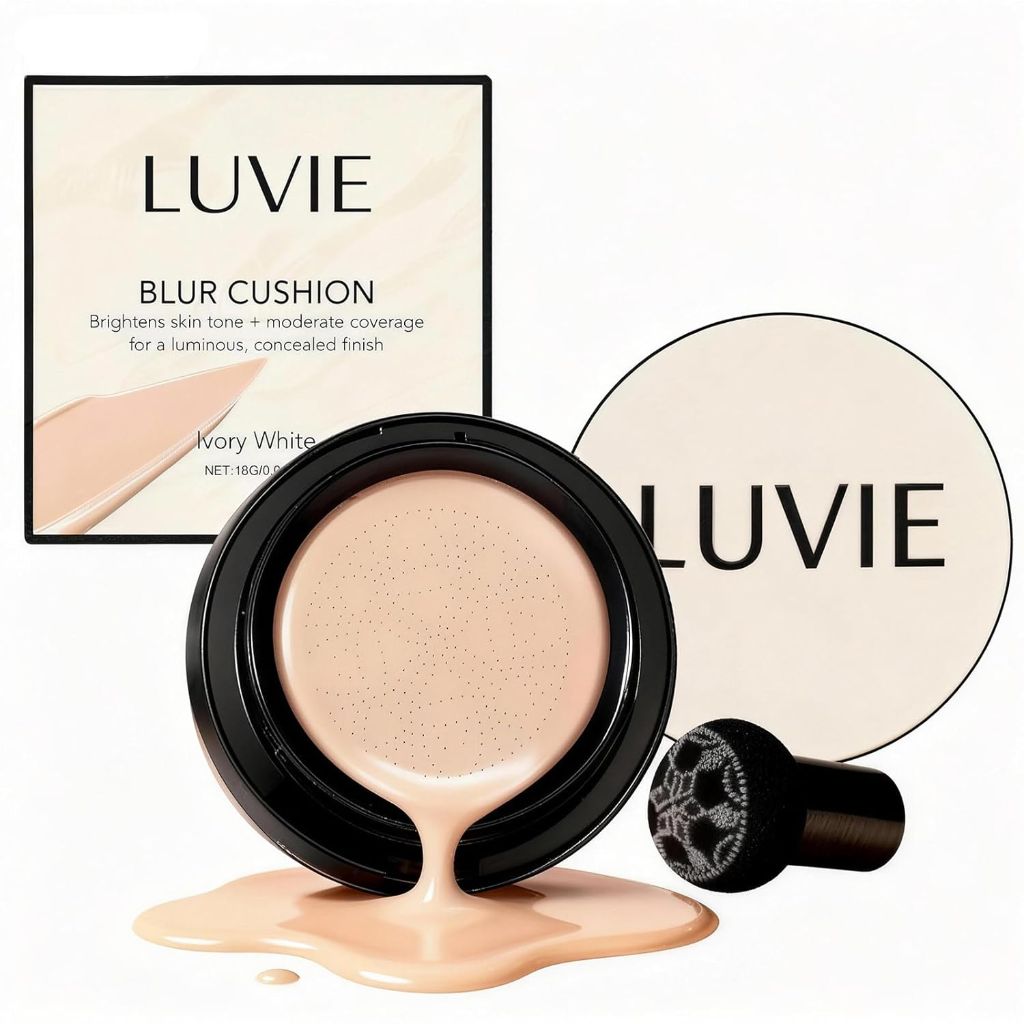 LUVIE - Cushion Foundation | Mushroom Head Air Cushion Cc Cream Foundation,  Light/Medium Complexions (Ivory white)