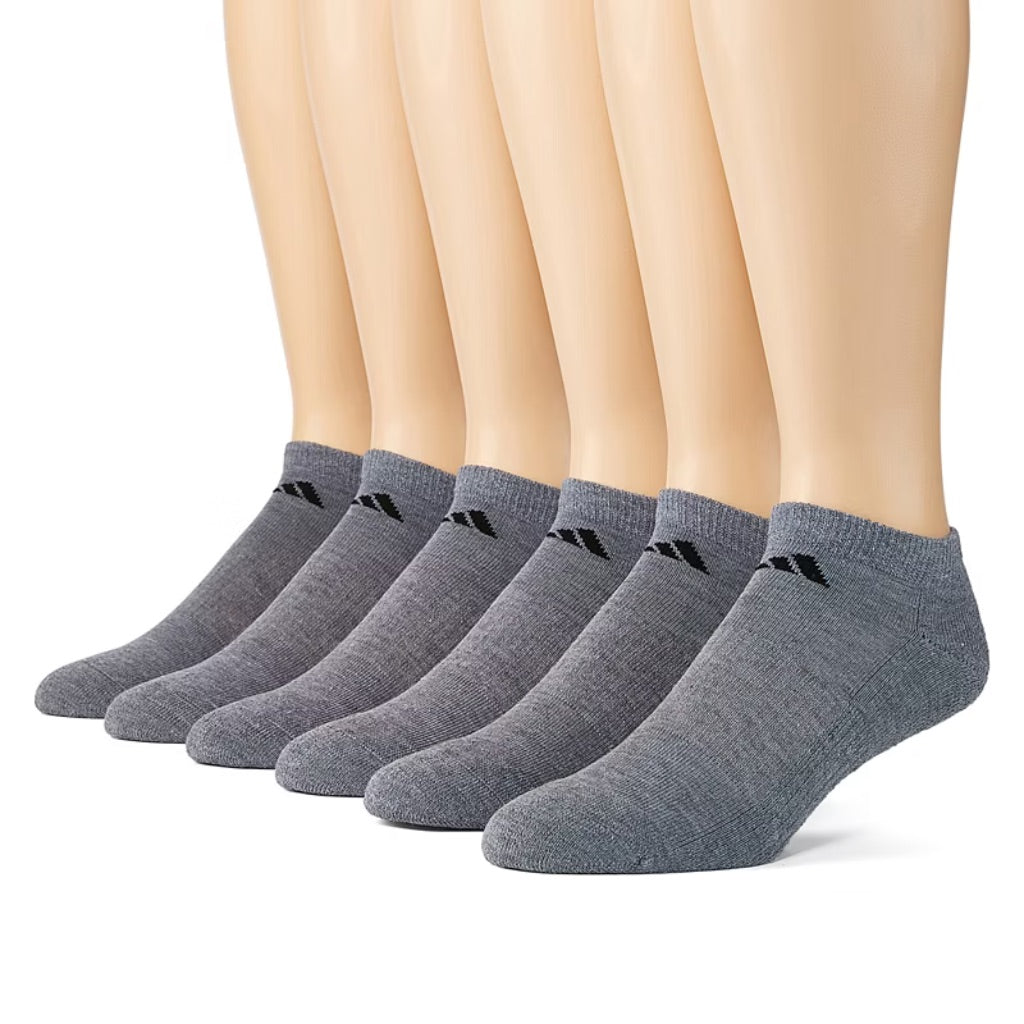 adidas Men's Cushioned Athletic No-Show Socks, 6 Pairs - Gray, Size 6-12