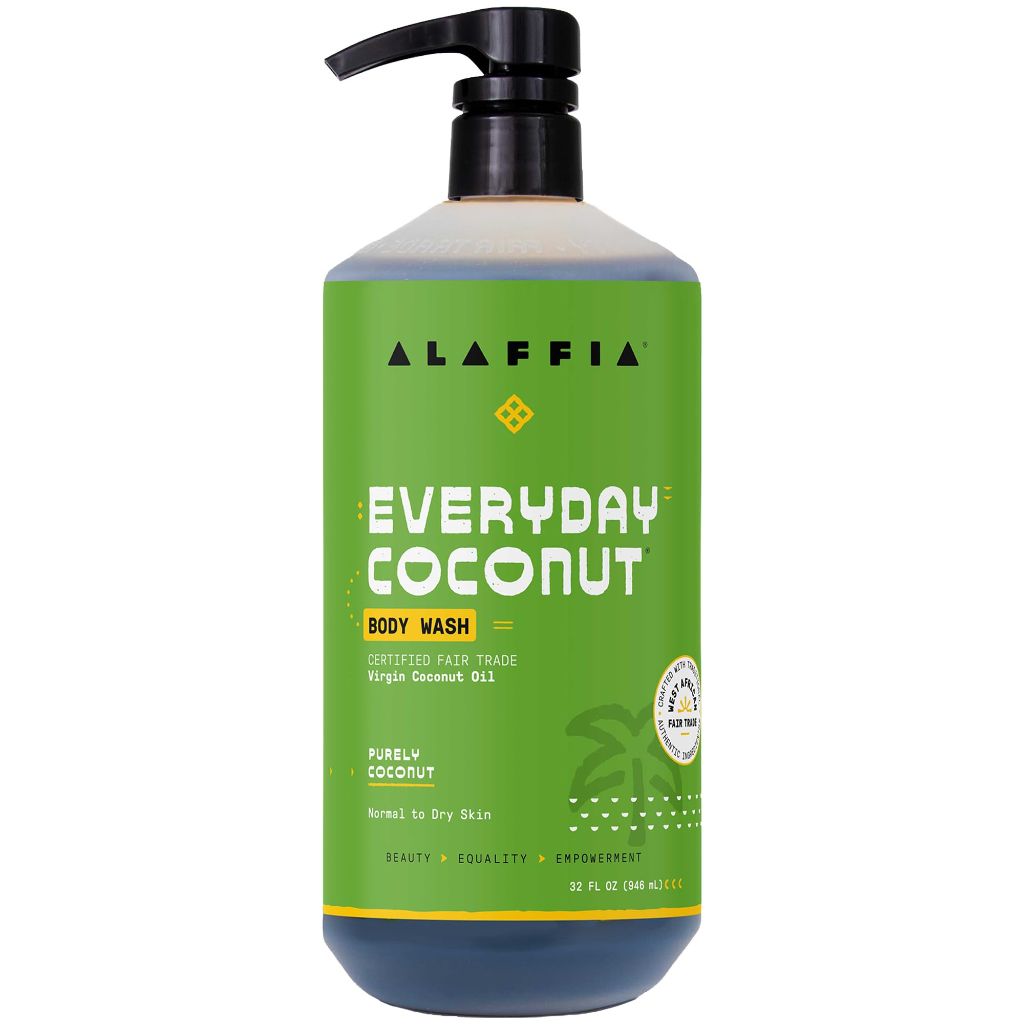 Alaffia Body Wash, EveryDay Coconut – Purely Coconut Gentle Skin Cleanser for Normal to Dry Skin, 32 Oz