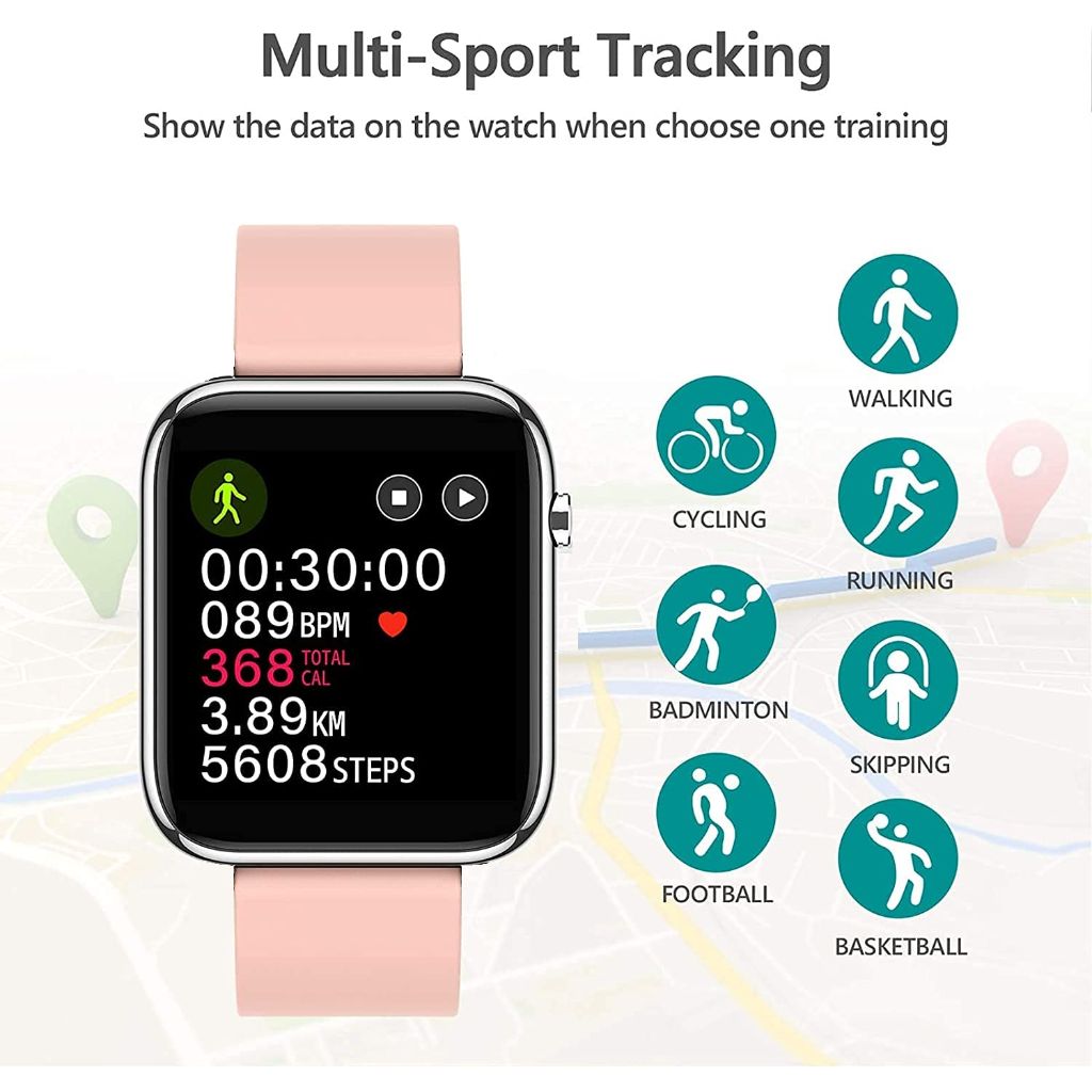 HCHLQL Smart Watch for Android iOS Phones Compatible with iPhone Samsung, 2.01'' Touchscreen Fitness Tracker Smartwatch with Call/SMS/Heart Rate/Pedometer for Men Women (Pink)