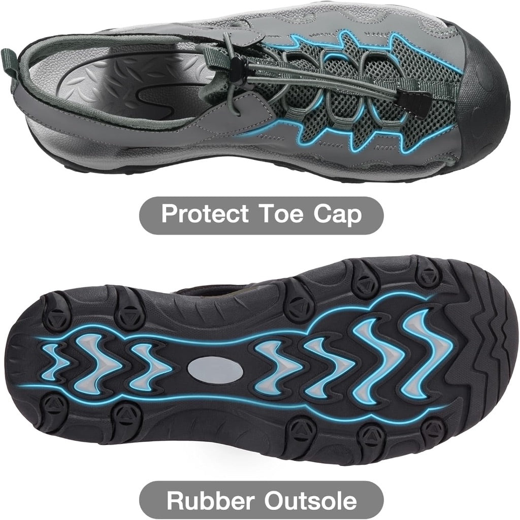 Camel Crown Men's Anti-Slip Hiking Sandals - Gray, Size 10