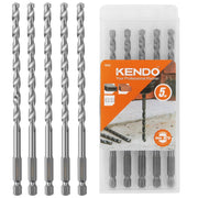 KENDO 1/4" x 6" Rotary Hammer Drill Bits Multi-Purpose Carbide Drill Bit Set - 5-Piece Carbide Tips for Concrete, Brick, Wood, Tile, for DIY Lovers