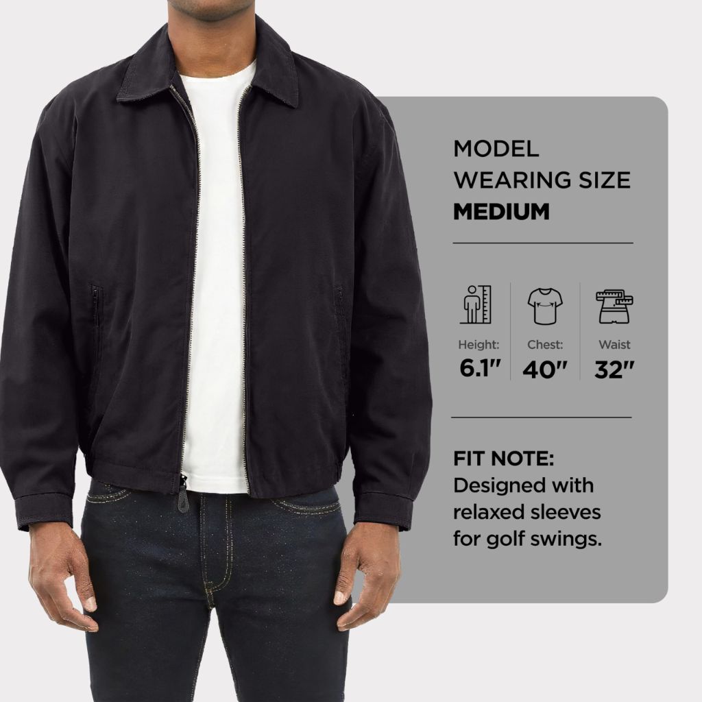 LONDON FOG Men's Auburn Zip-Front Golf Jacket (Regular & Big-Tall Sizes), Black, X-Large
