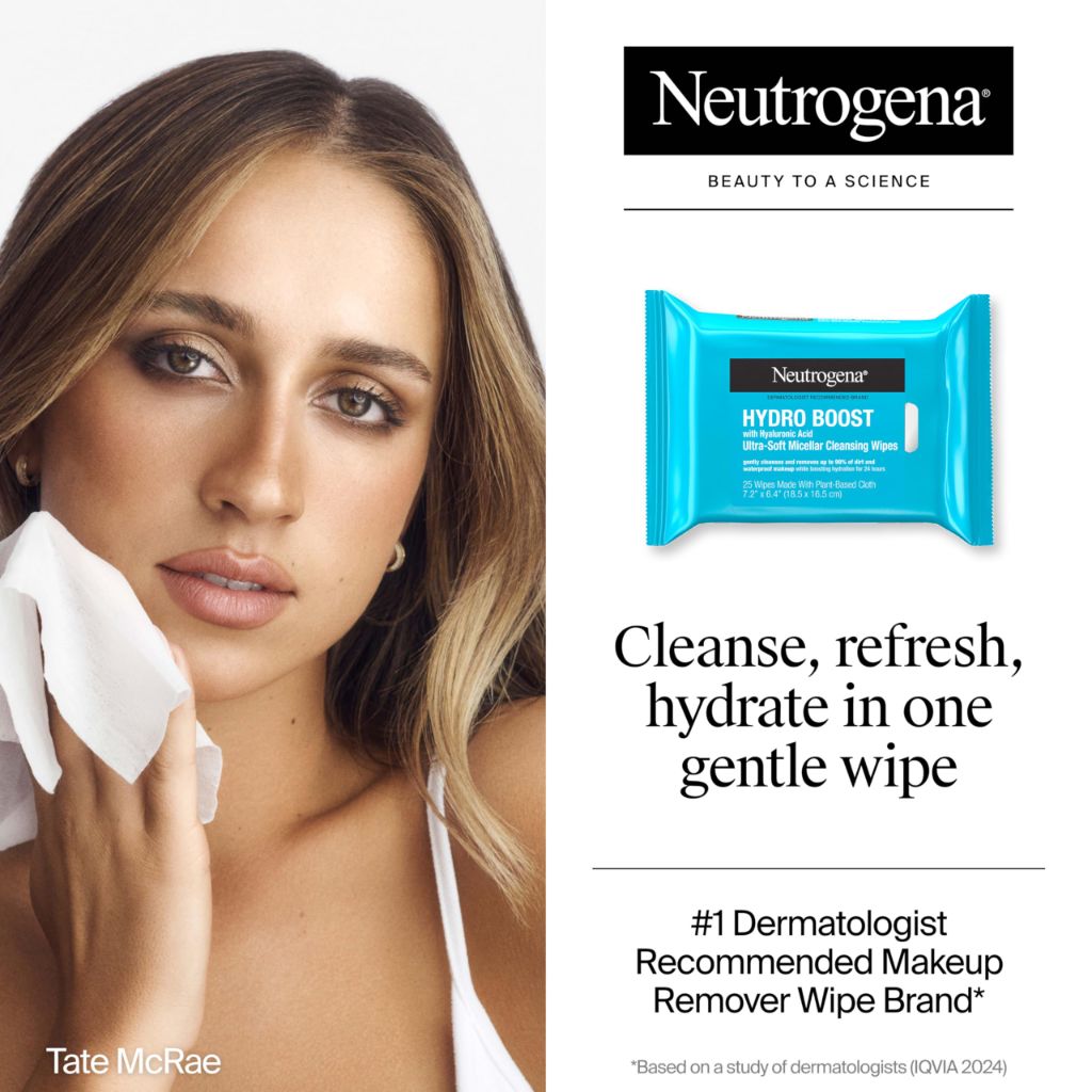 Neutrogena Hydro Boost Ultra-Soft Micellar Cleansing Wipes with Hyaluronic Acid - 50ct (2x25)