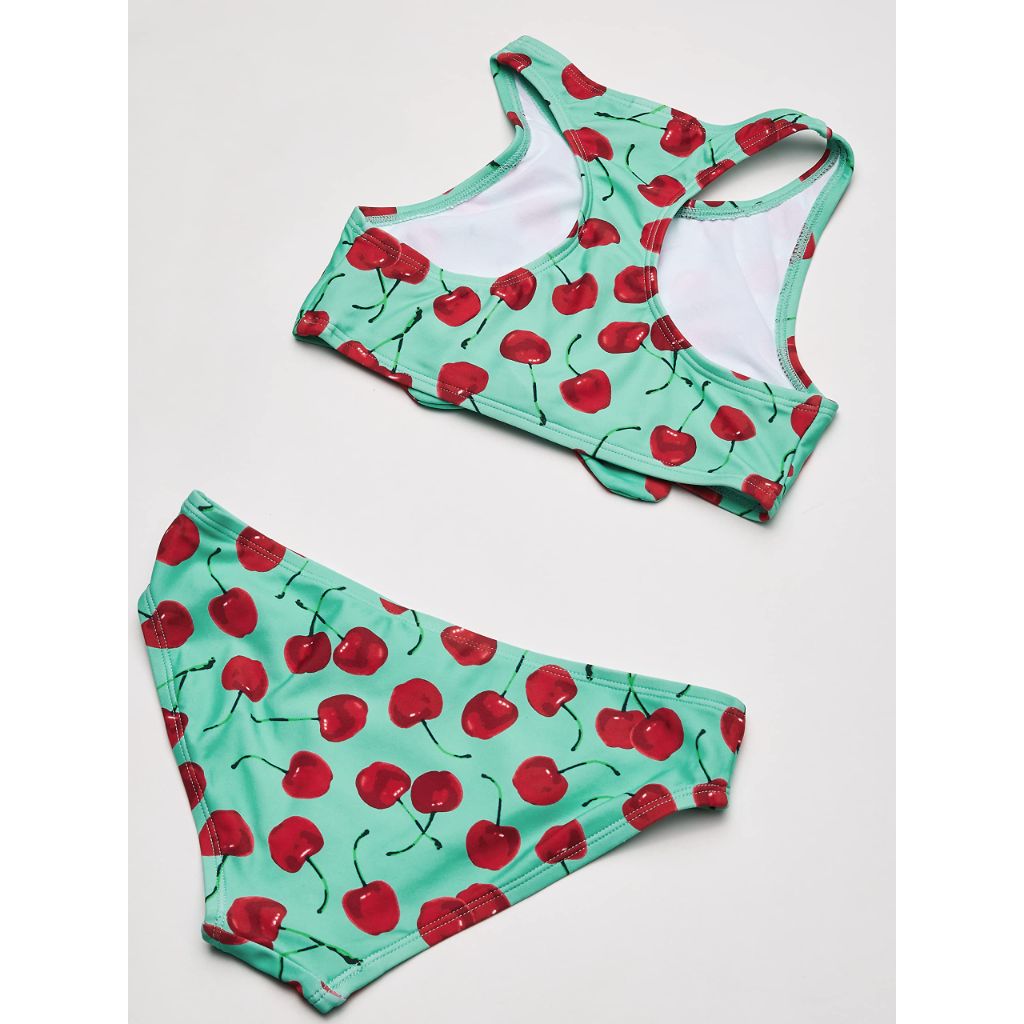 Kanu Surf Girls, Addie UPF 50+ Beach Sport Racer Bikini 2-piece Swimsuit, Addie Sea Green, 4T