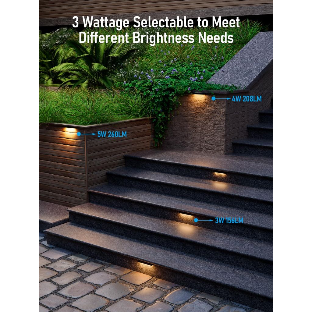 LEONLITE 8pk 7in. LED Hardscape Lighting, Update Retaining Wall Lights, LED Landscape Lighting, 12-24V AC/DC Paver Light Low Voltage, 3W/4W/5W Dimmable Outdoor Step Lights, 2700K Soft White, ETL