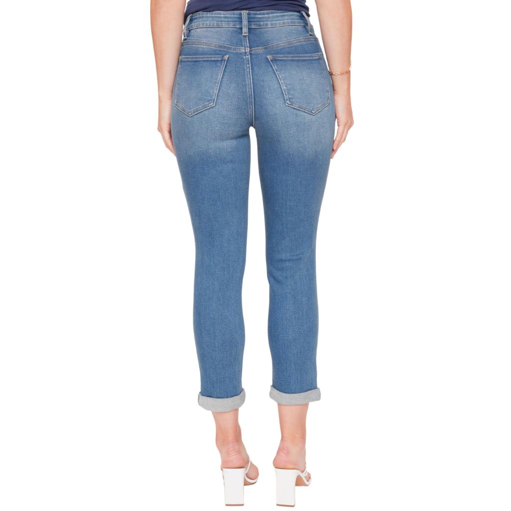 Royalty for Me Women's Vintage 5 Pocket Slim Straight Cuff Jean, M Medium Blue Rips, 08