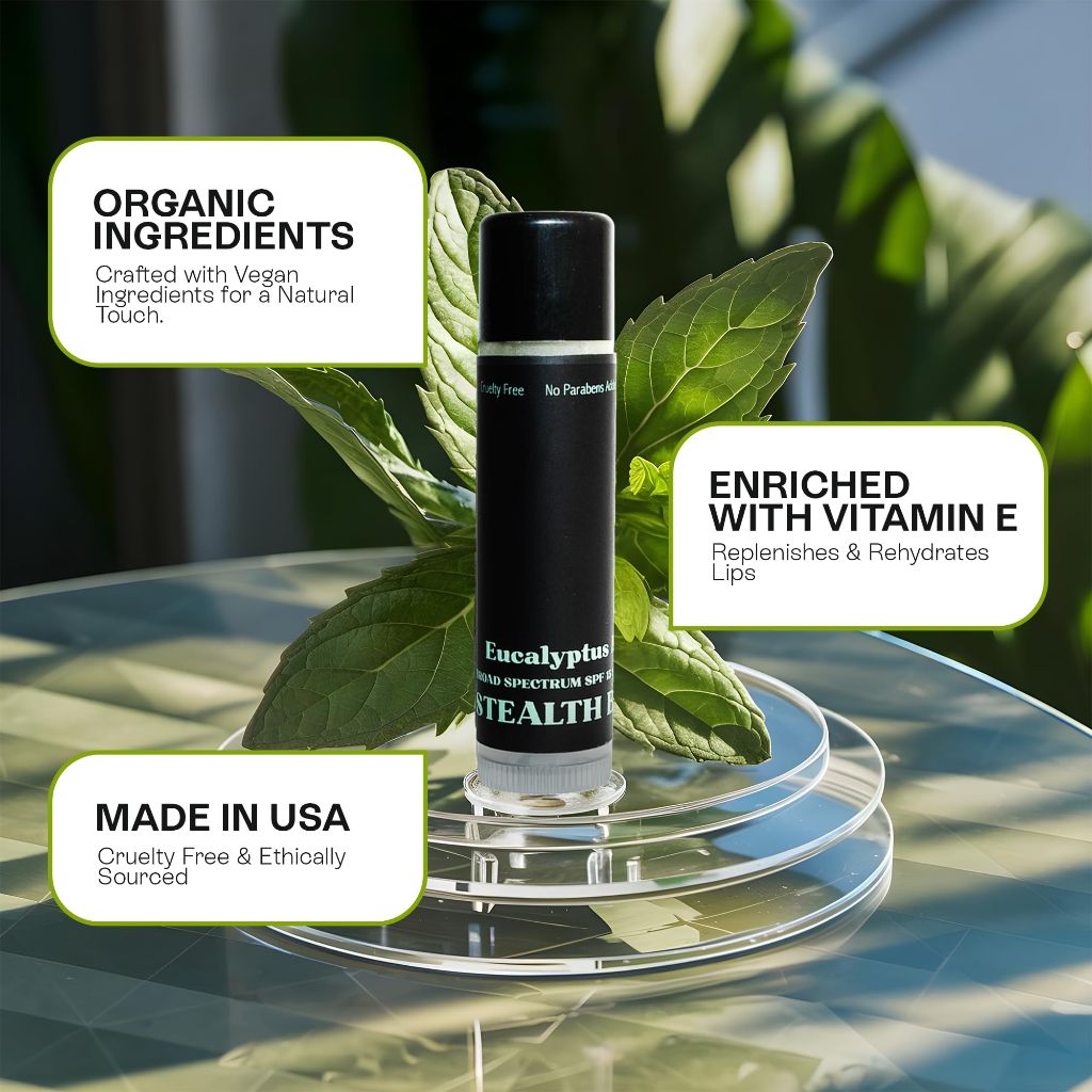 Stealth Balms Men's Organic Mint Lip Balm - SPF 15 Sun Protection - 3 Pack