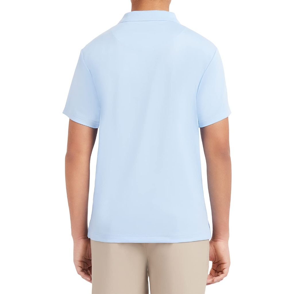 Izod Mens Short Sleeve Performance Polo Shirt, Light Blue-483, 38-39 US