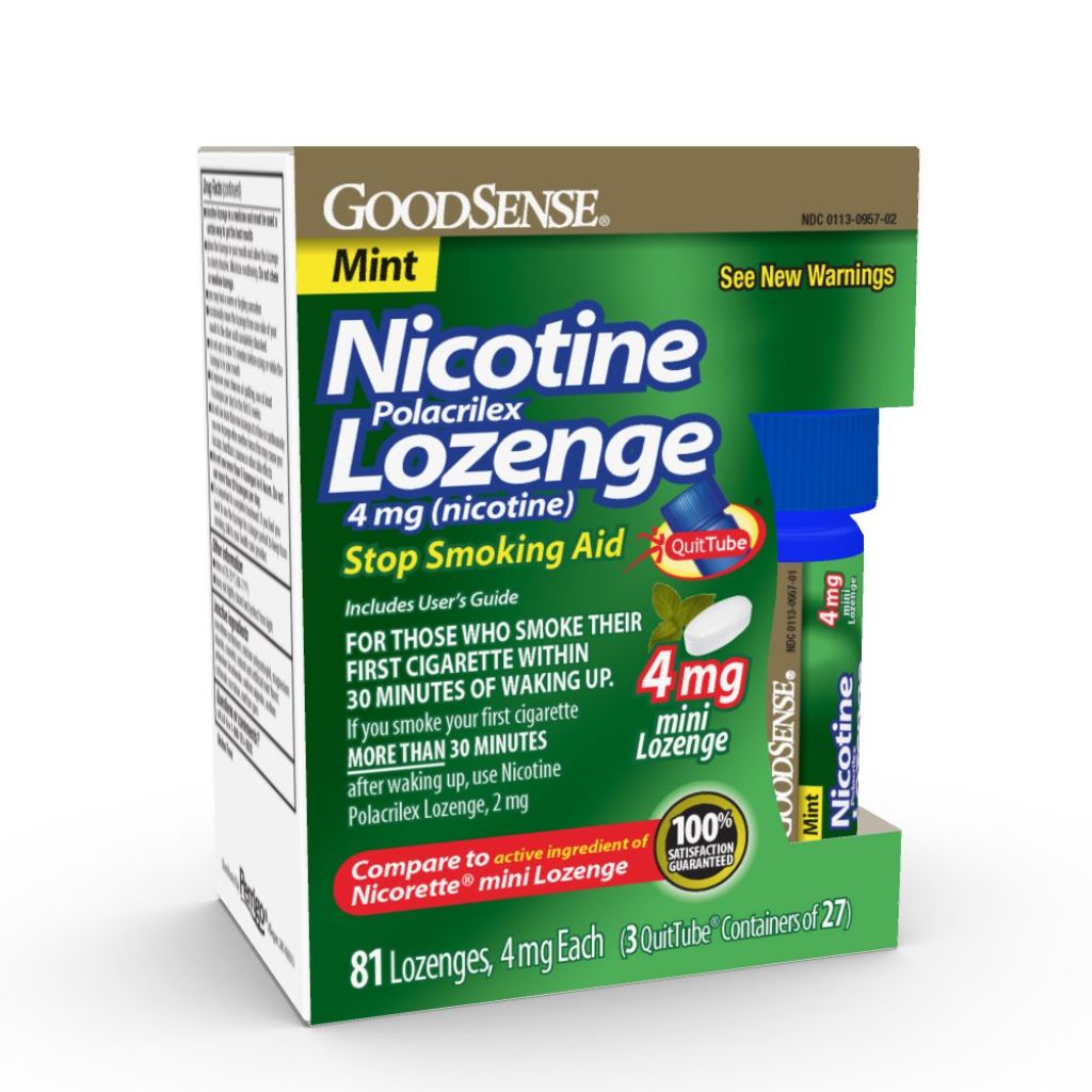 GoodSense Mini Nicotine Polacrilex Lozenge 4mg, Mint | 81-Count