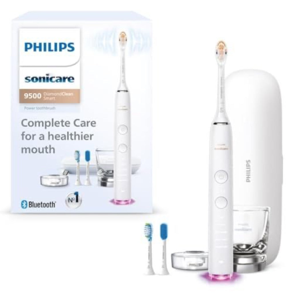 Philips Sonicare DiamondClean Smart 9500 Electric Toothbrush, Sonic Toothbrush with App, Pressure Sensor, Brush Head Detection, 5 Brushing Modes and 3