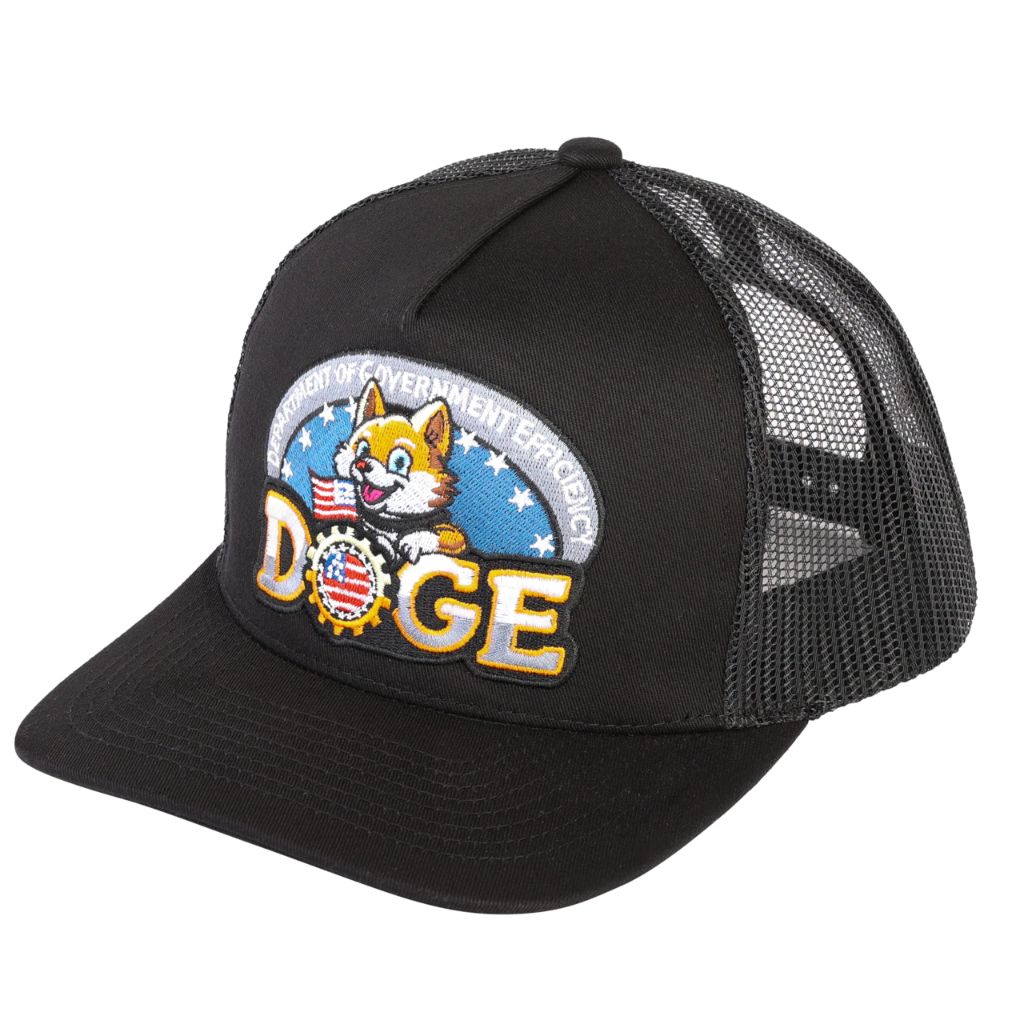 Official Doge Trucker Hat – Black Mesh Hat for Elon Fans, Crypto Bros & Government Reformers