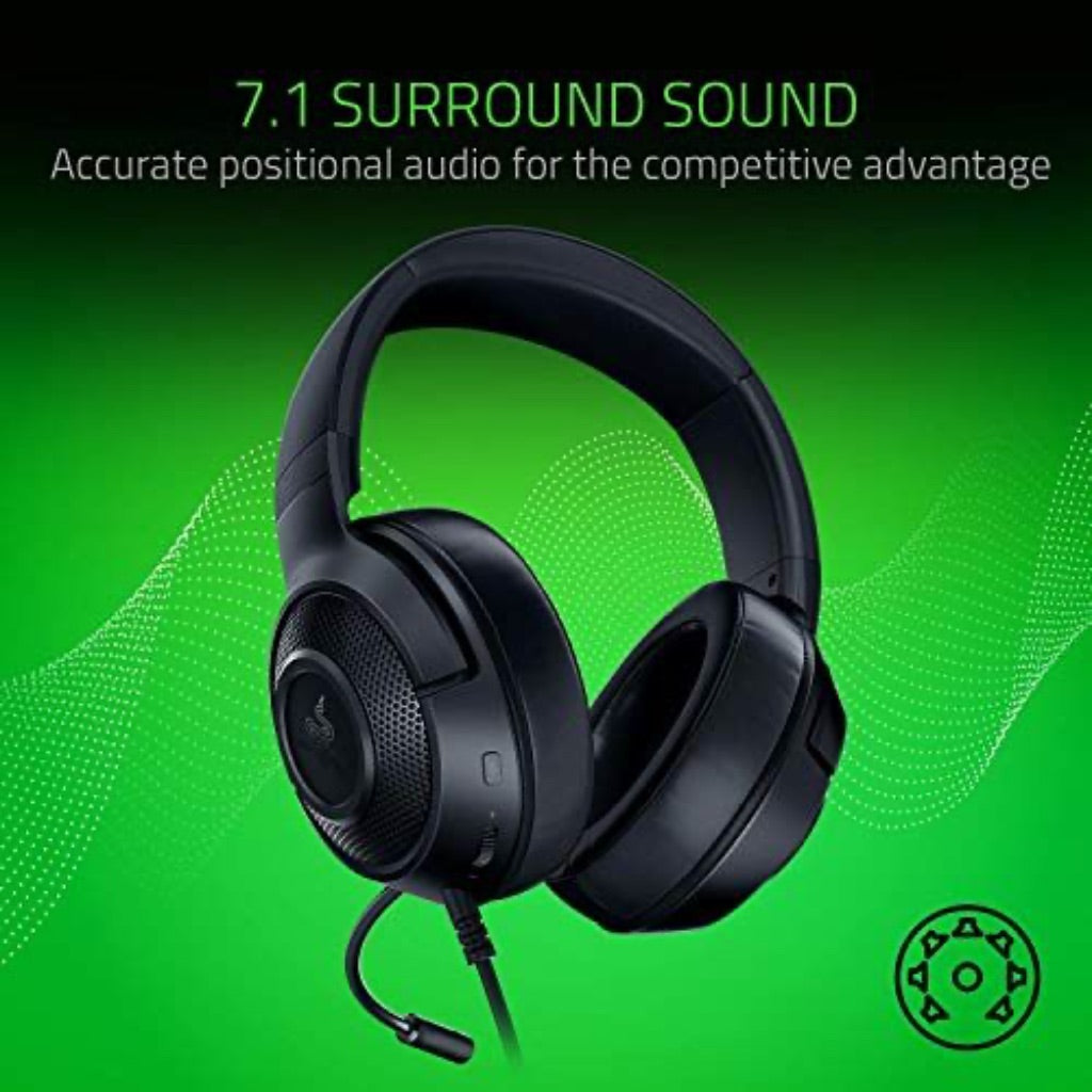 Razer Kraken X Ultralight Gaming Headset: 7.1 Surround Sound - Lightweight Aluminum Frame - Bendable Cardioid Microphone - PC