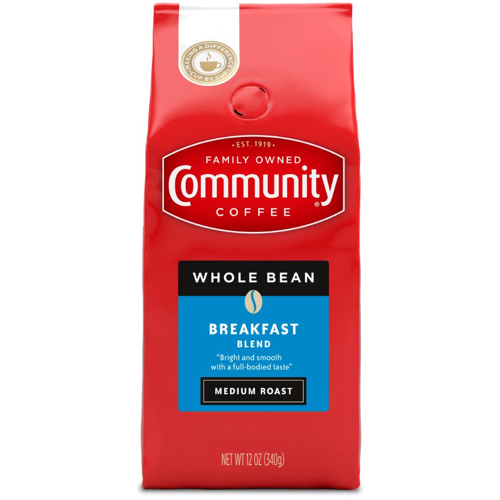 Community Coffee Breakfast Blend Medium Roast Whole Bean Coffee, 12 oz