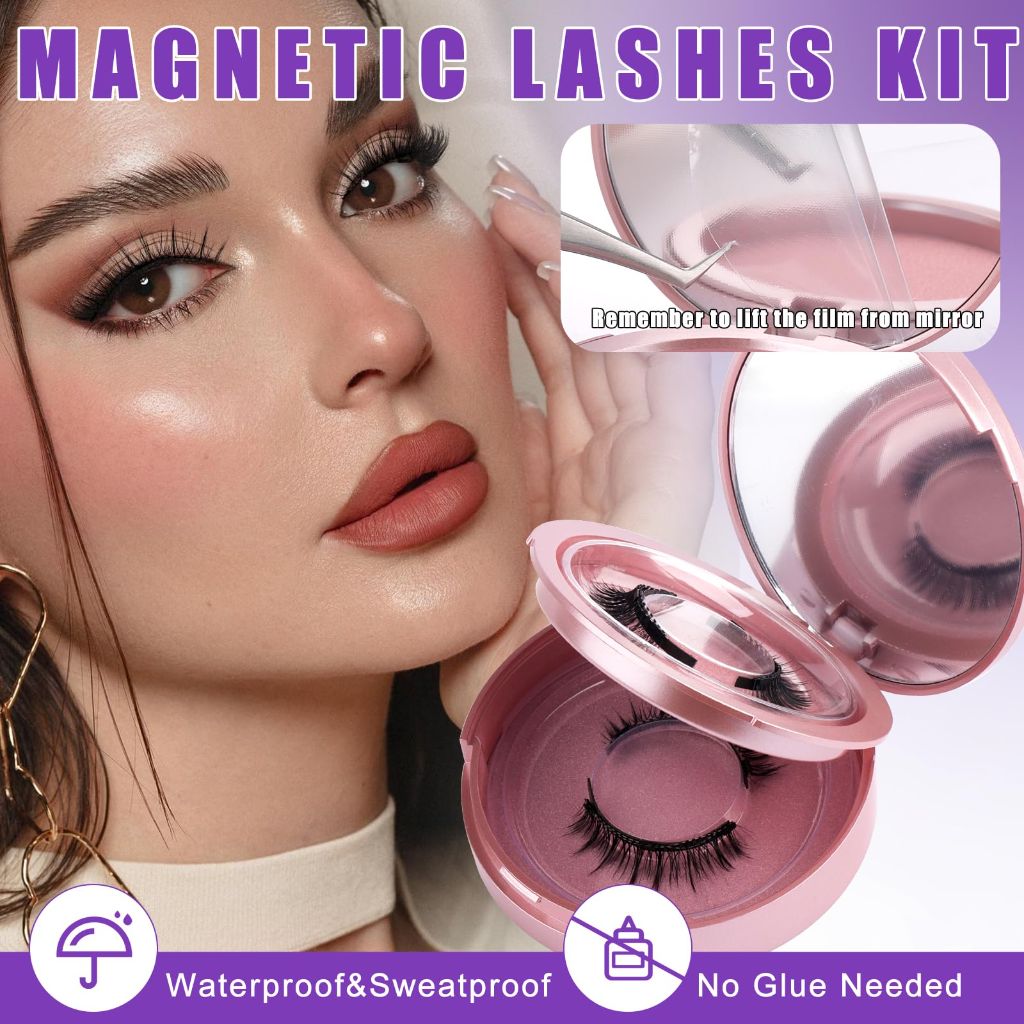 Wendy Lashes Reusable Magnetic Eyelashes with Applicator: Natural, No Glue or Liner Needed (WD2025) 2 Pairs