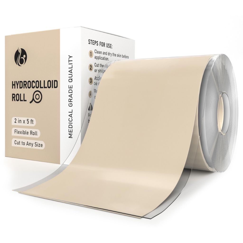 Hydrocolloid Roll – Cut-to-Size Protective Skin Tape, Gentle & Waterproof, (2in x 5ft)