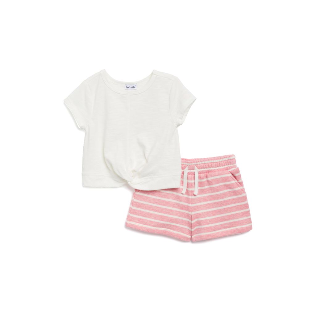SZ 5, Splendid Kids Girls Boardwalk Stripe Short-Sleeve Top and Short Set, | Shell Stripe
