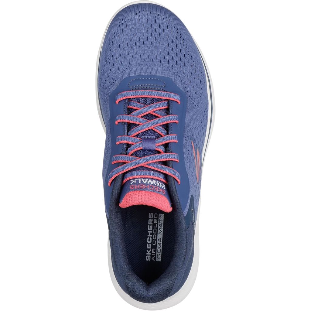 Skechers Women's Go Walk 7 Walking Sneaker, Cosmic Waves Navy/Coral, Size 13
