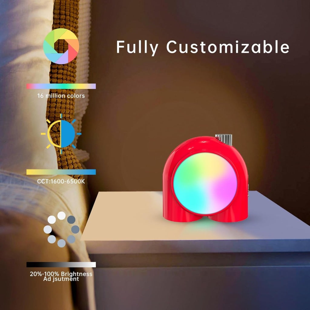 Divoom Planet-9 Smart LED Night Light App Controlled, Portable Mood Lamp for Bedrooms, Gamer Set Up, Office - Customizable RGB Colors & Sleeping Aid Table Lamp, Red