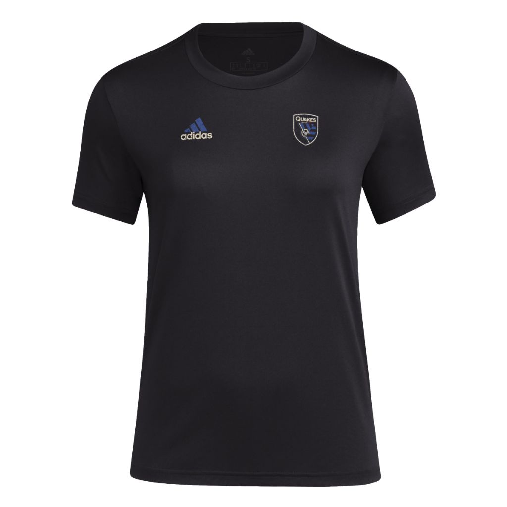 Adidas Women's San Jose Earthquakes MLS Short Sleeve T-Shirt, Black/San Jose Earthquakes, X-Small