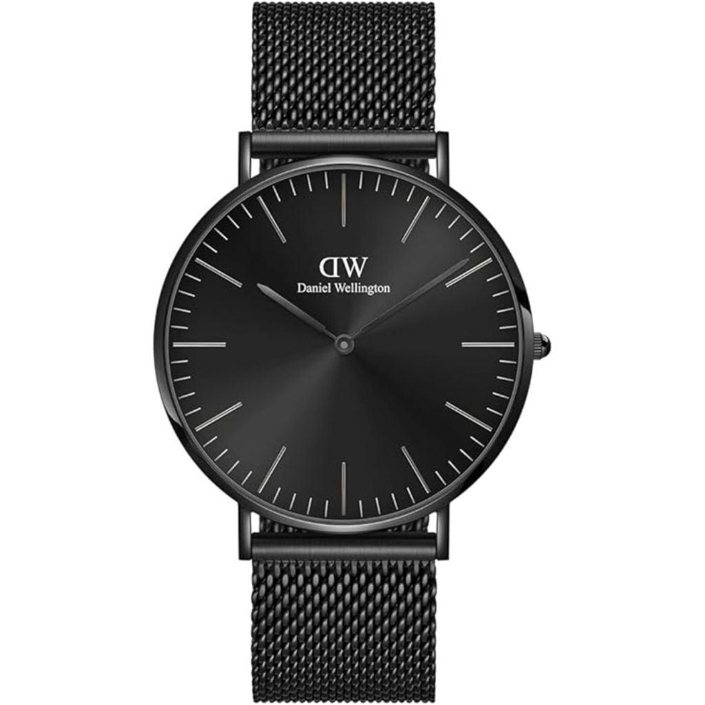 Daniel Wellington Classic Men’s Watch - 40mm Case, Japanese Quartz Movement, Mesh Stainless Steel or Leather Strap, Water Resistant, Analog Watch for Men